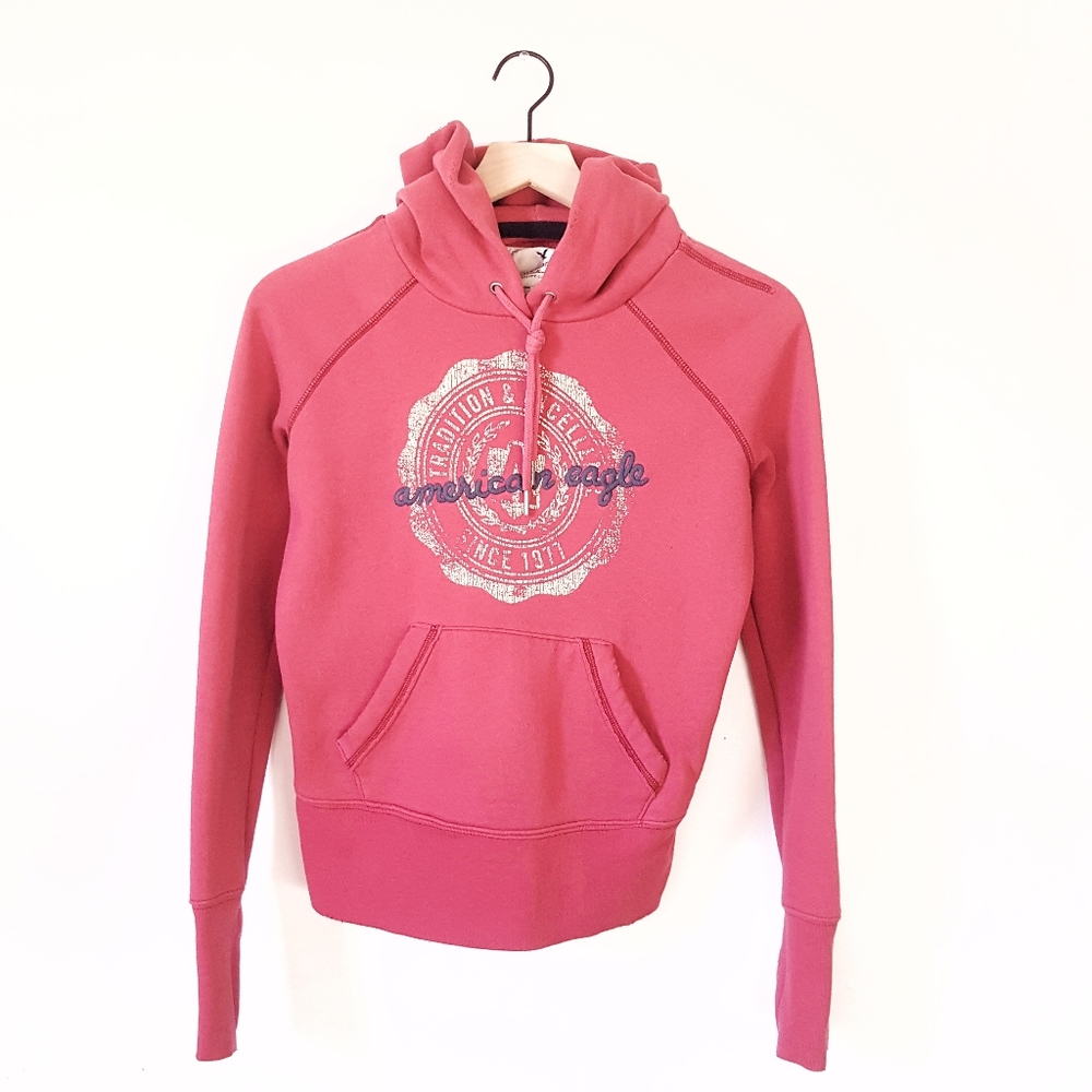 Pink American Eagle Distressed Hoodie